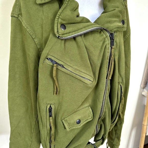Free People Rebel Rebel Knit Moto Jacket Green SIze small - Picture 6 of 15